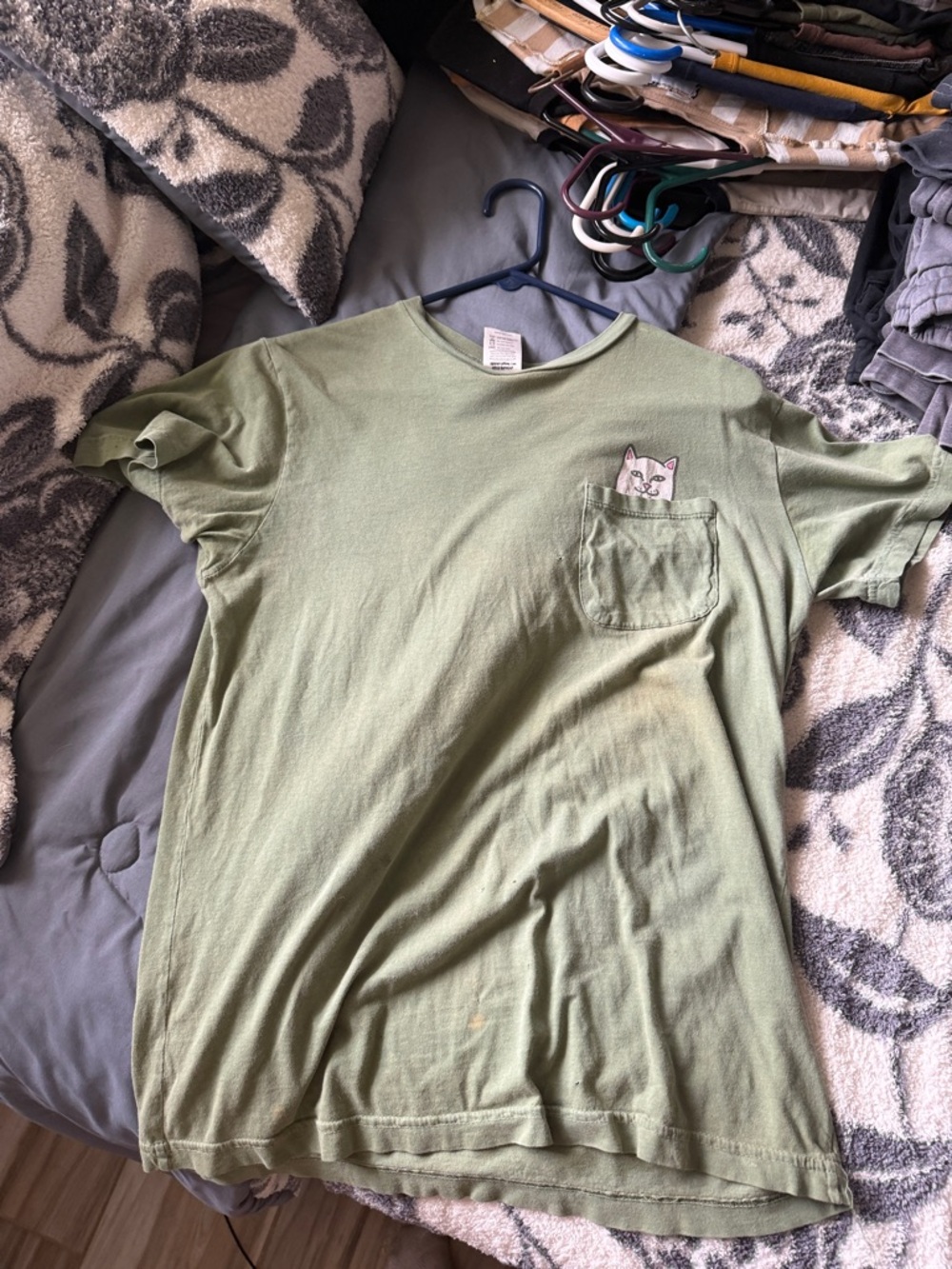 Ripndip Sage Green Crewneck Tee with Branded Tag